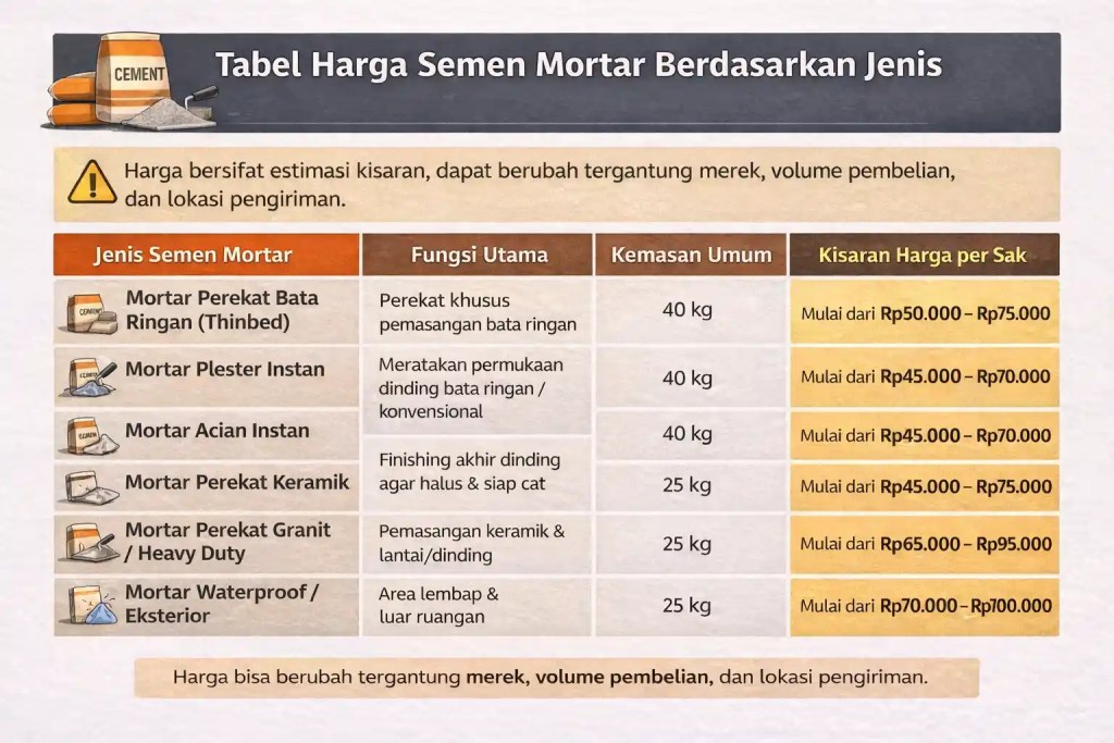 harga mortar 2026