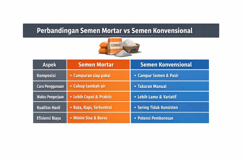 perbandingan semen mortar vs semen konvensional